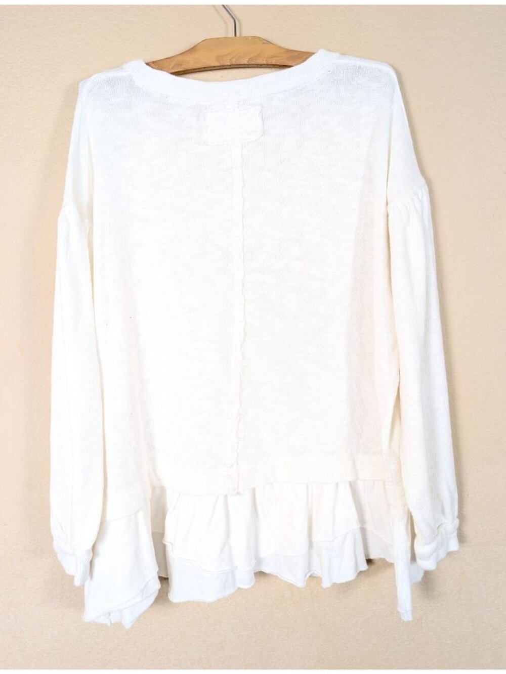 Free People We The Free The Maddie Long Sleeve Pullover S Oversized Clean Ivory - Picture 4 of 10